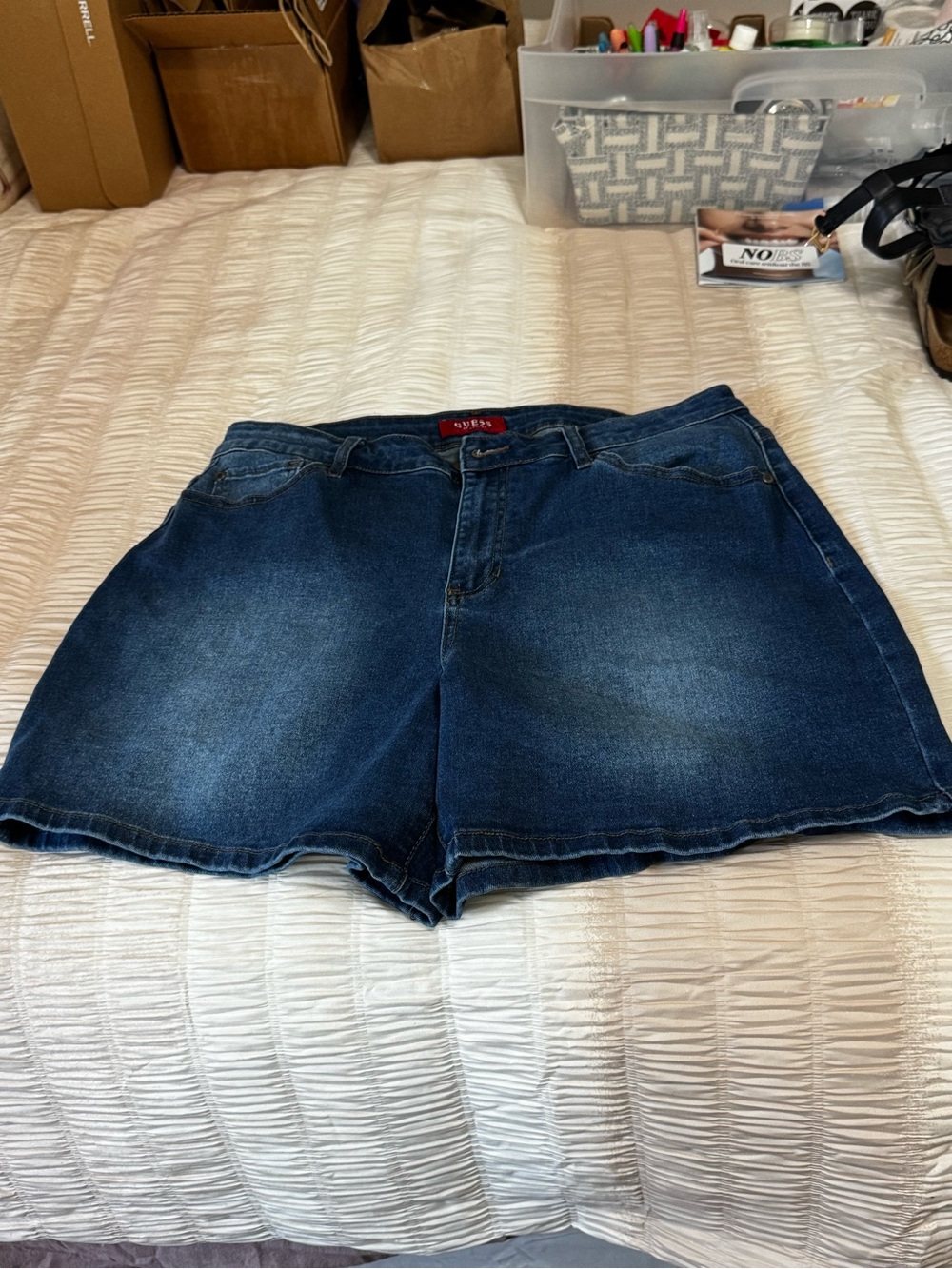 Guess Women's High Waist Dark Blue Denim Shorts Size 30